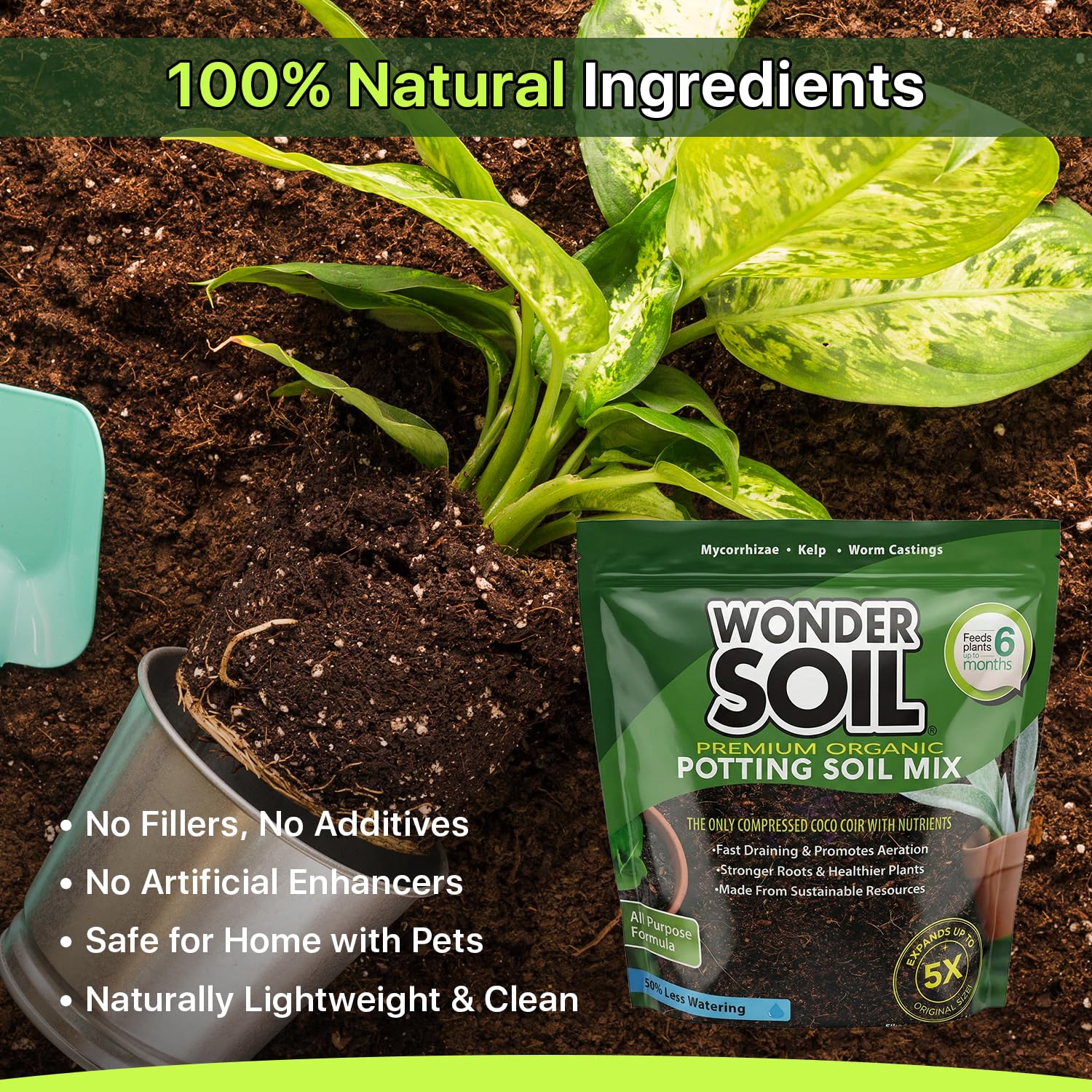 Wonder Soil manos mezclando rápido preparación lista para plantar