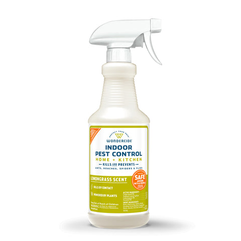 Wondercide aerosol frente mostrando envase y beneficio control natural