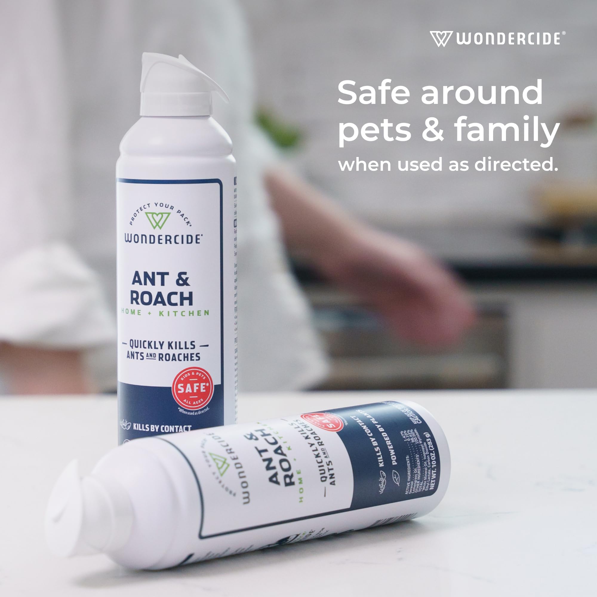 Wondercide uso en cocina junto a zócalo para protección de puntos críticos