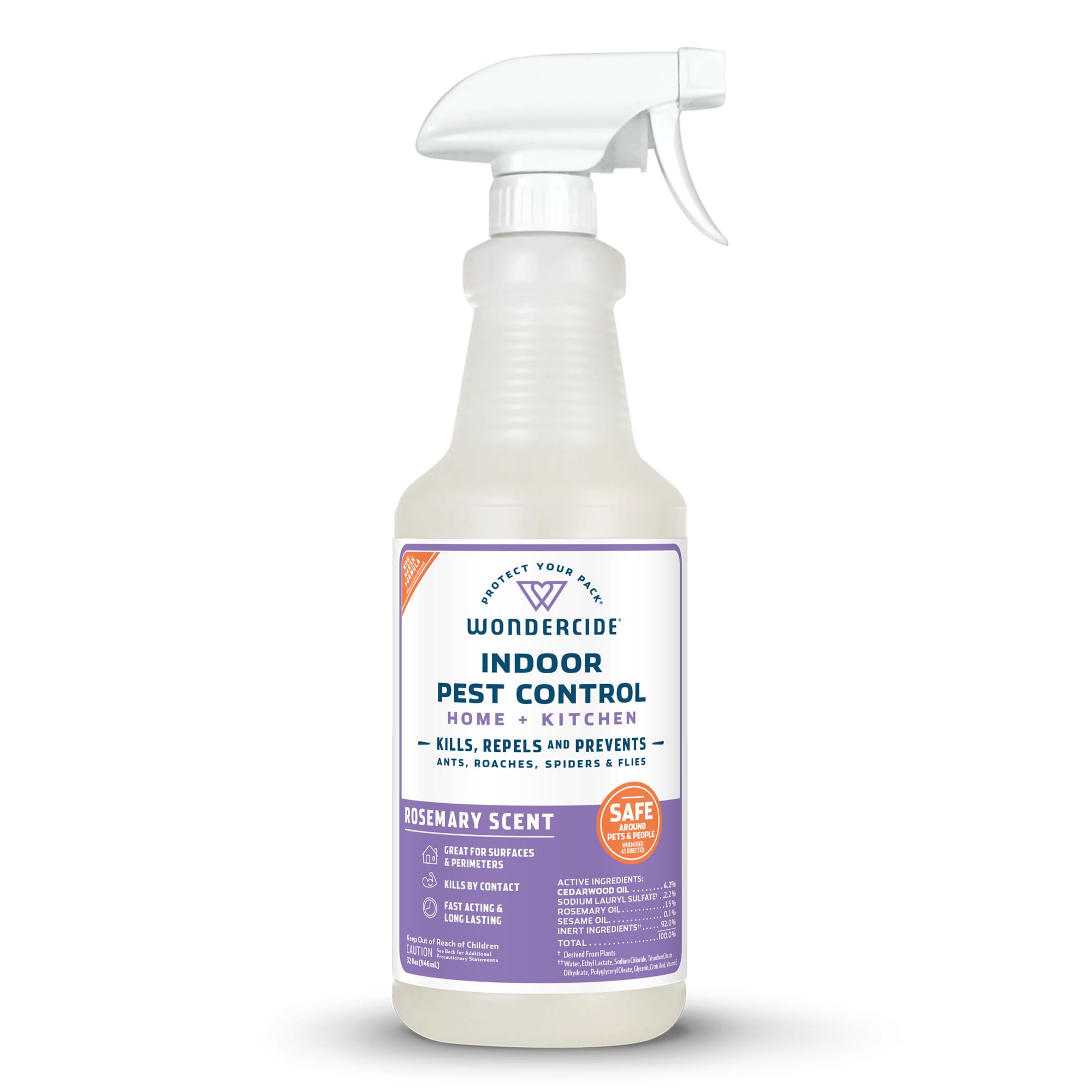Wondercide envase frontal 32 oz mostrando etiqueta clara y naturalidad