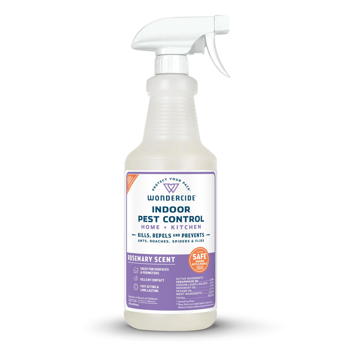Wondercide envase frontal 32 oz mostrando etiqueta clara y naturalidad