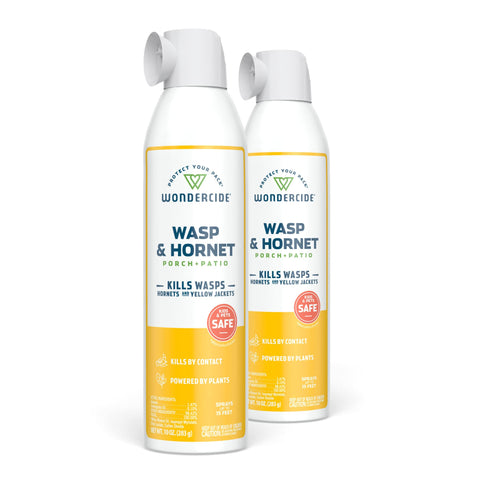 Wondercide vista frontal del pack de 2 aerosoles, control natural eficaz