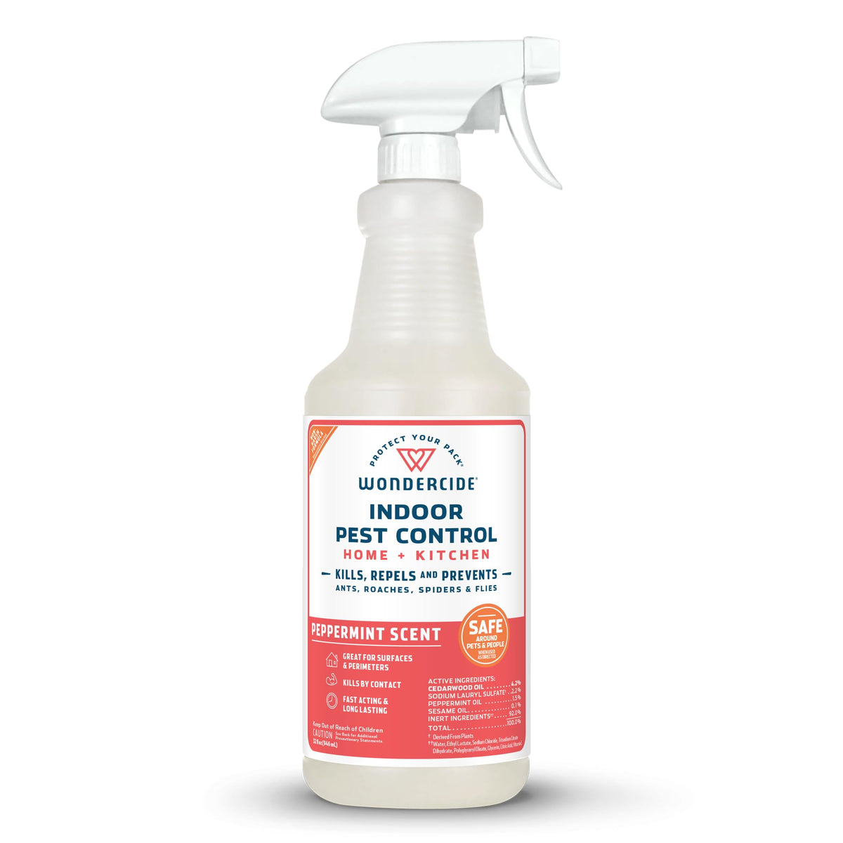 Wondercide envase frontal 32 oz mostrando etiqueta y beneficios visibles