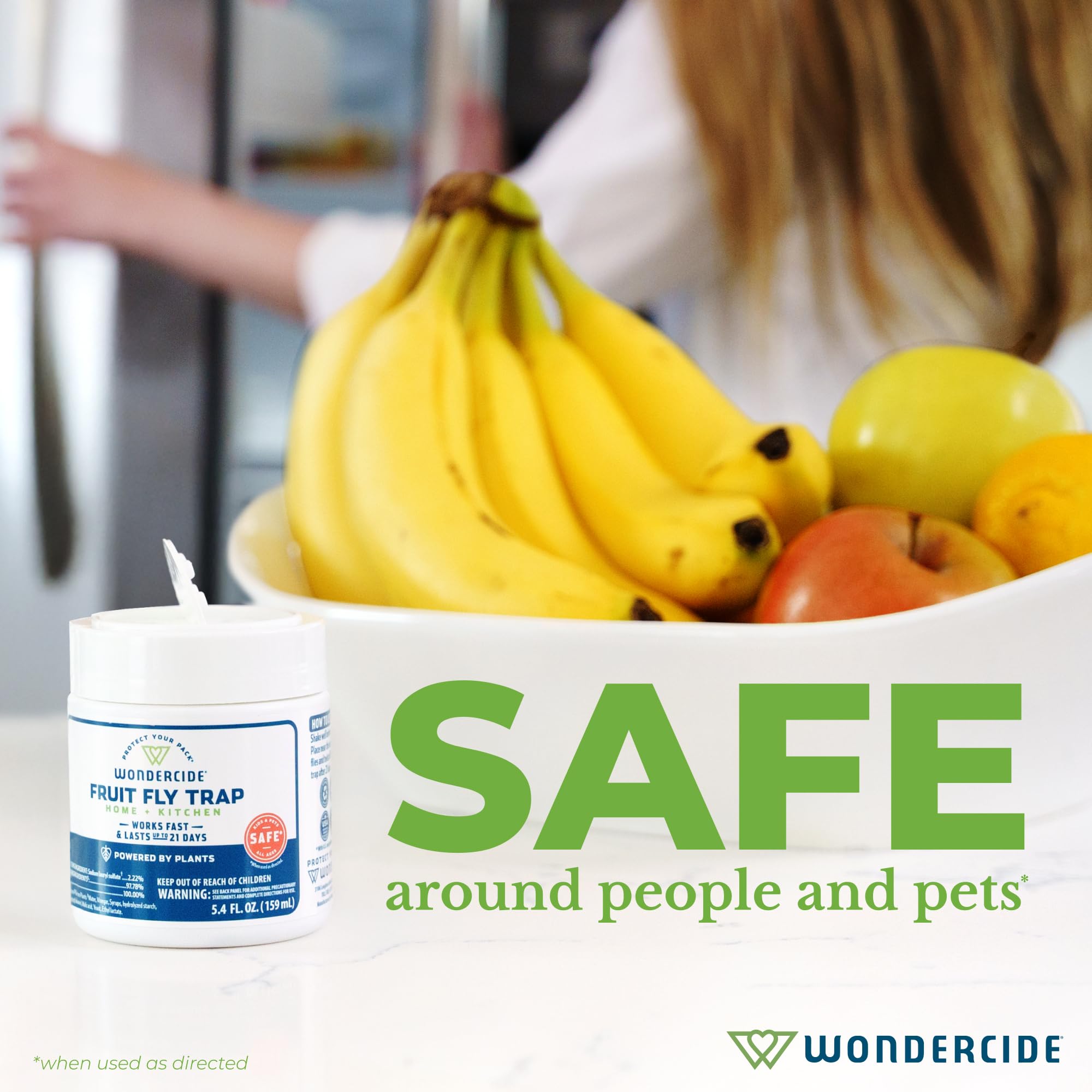 Wondercide trampa colocada en fregadero protegiendo la cocina
