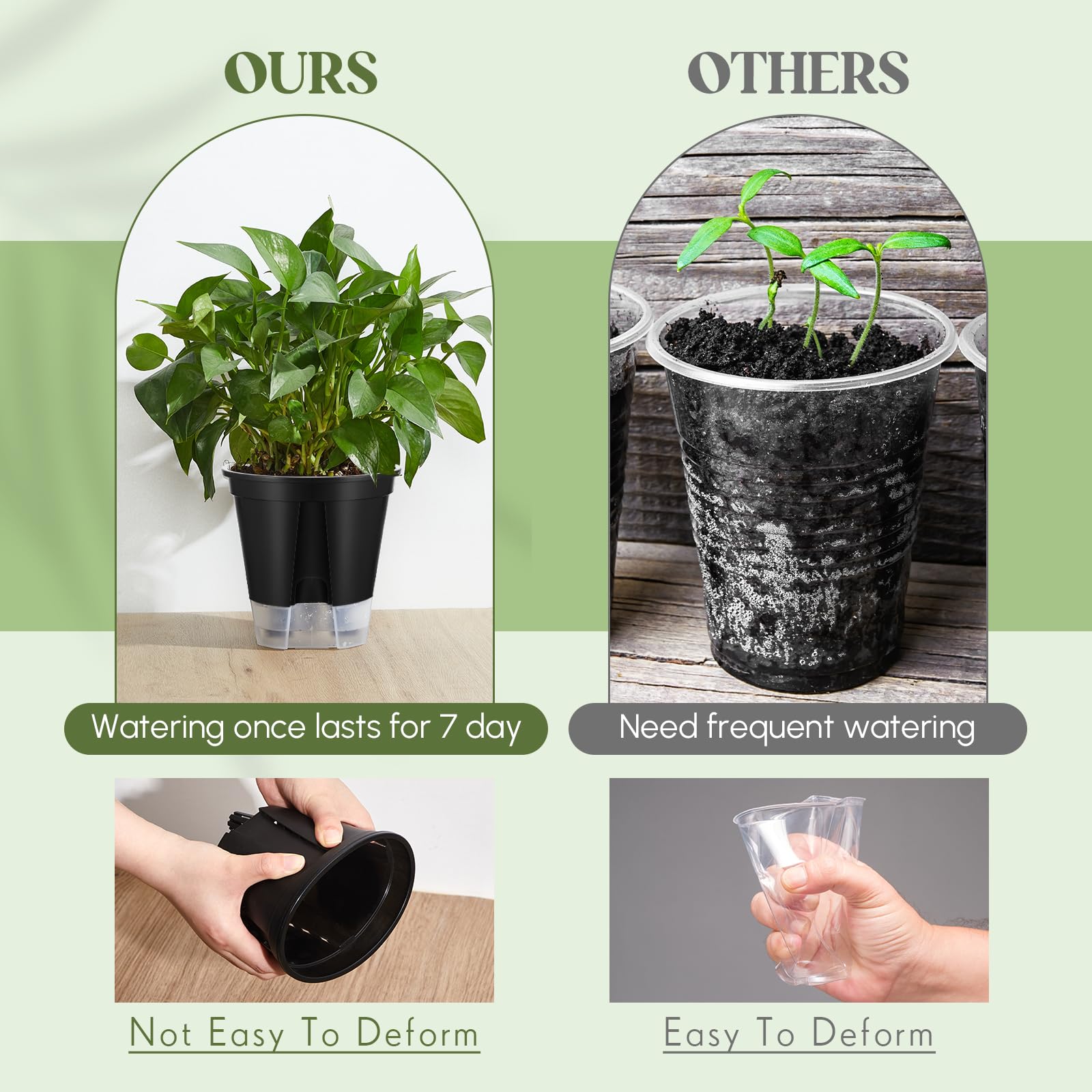 Wonderjune macetas en ventana y escritorio con plantas saludables, ideal para interiores