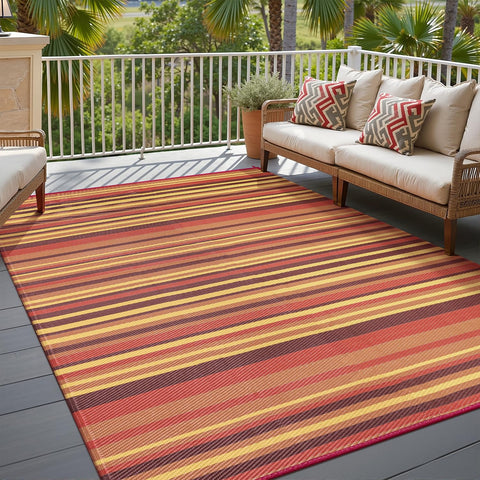 WondRg alfombra frontal mostrando rayas rojas y naranjas y acabado duradero