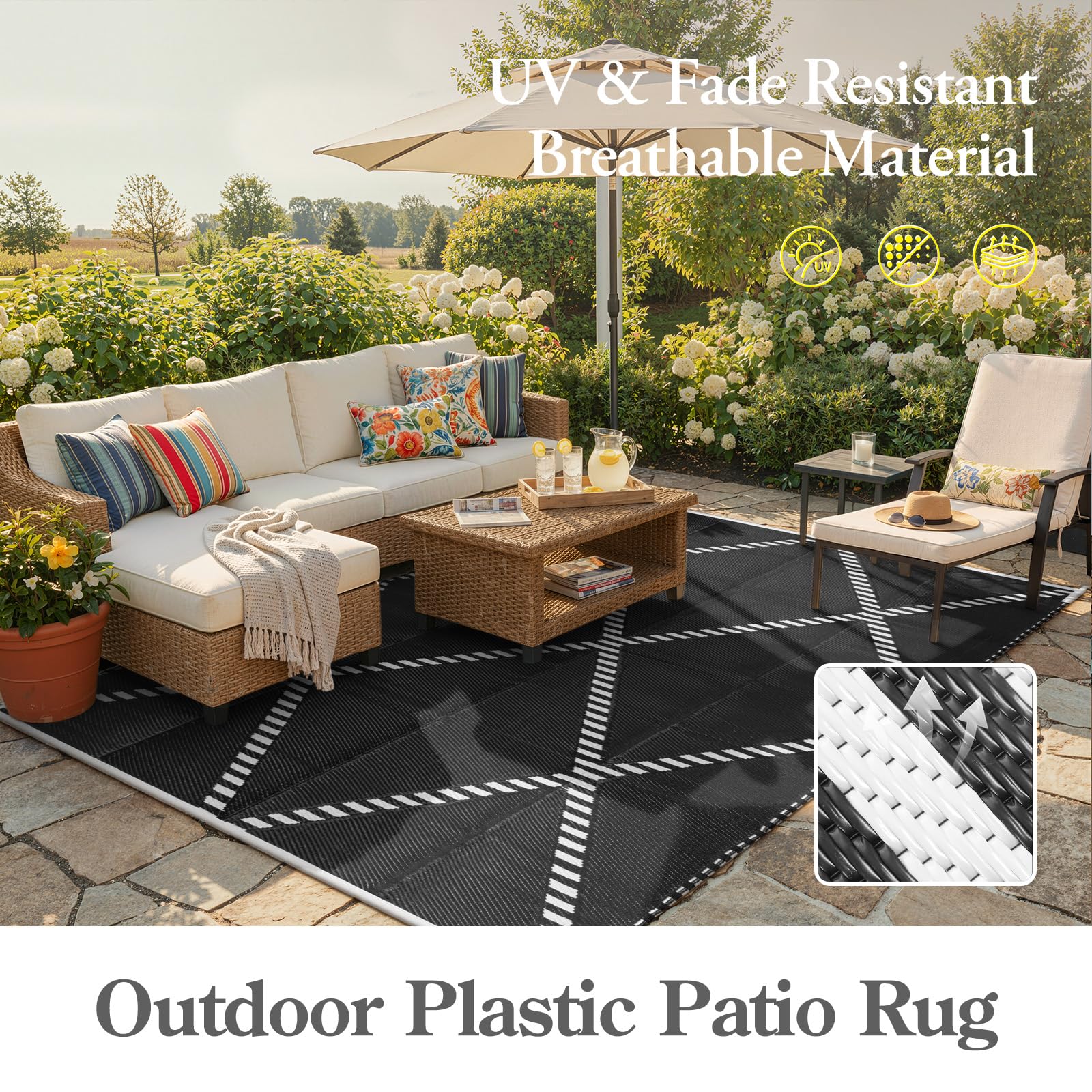 Wonnitar alfombra en patio deck protege y decora espacio exterior