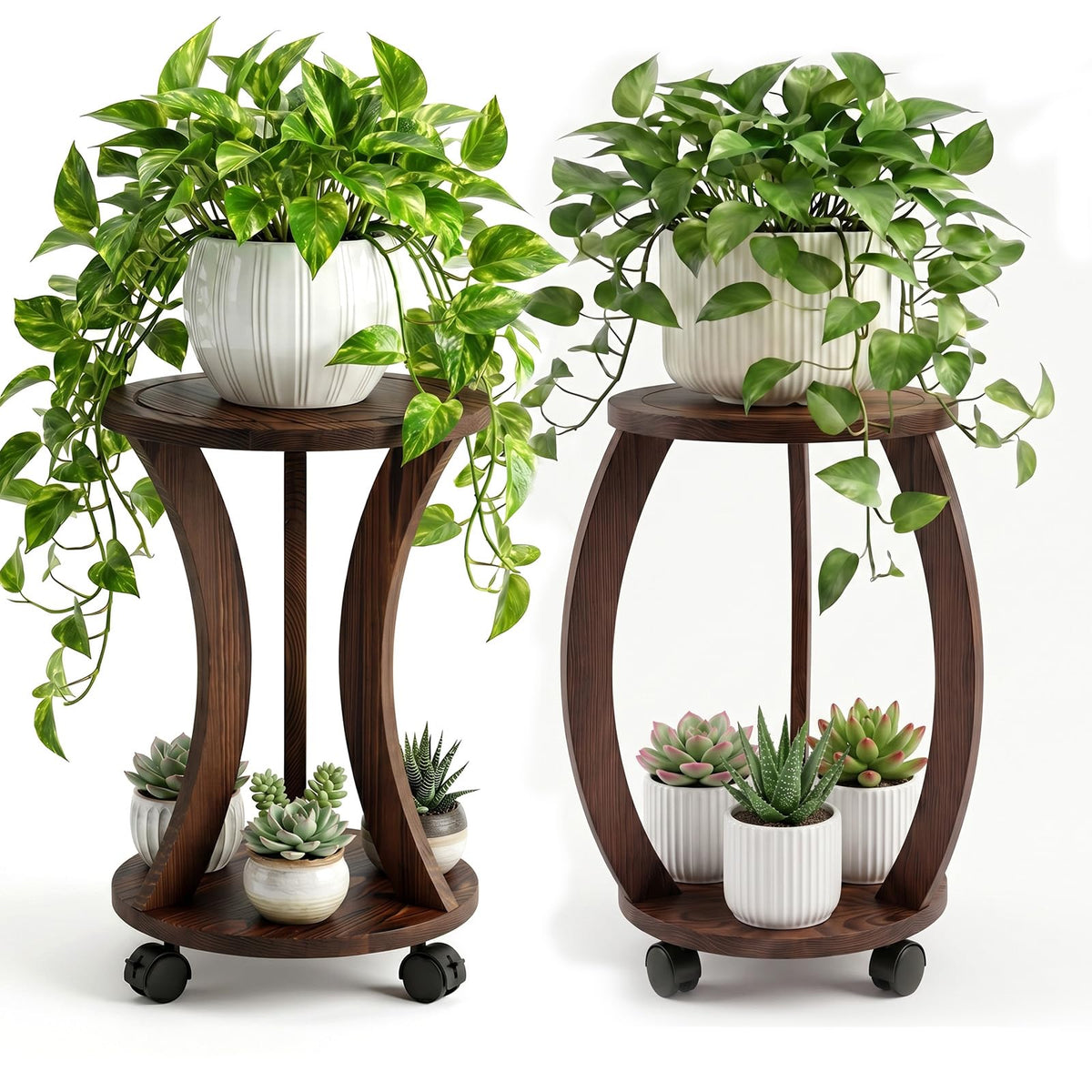 WooOrganix soporte frontal doble mostrando macetas y estilo natural