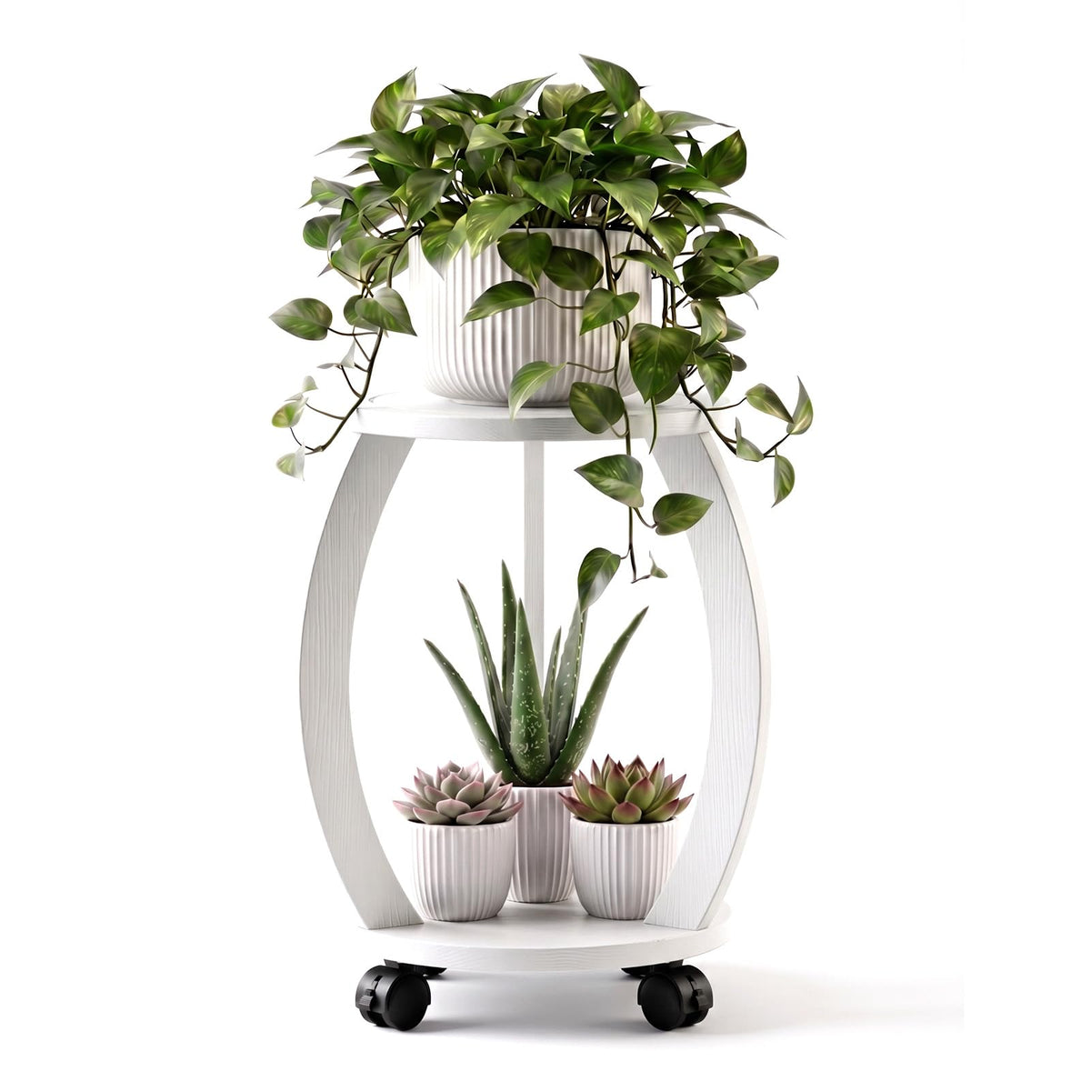 WooOrganix soporte de plantas frontal mostrando diseño y acabado elegante