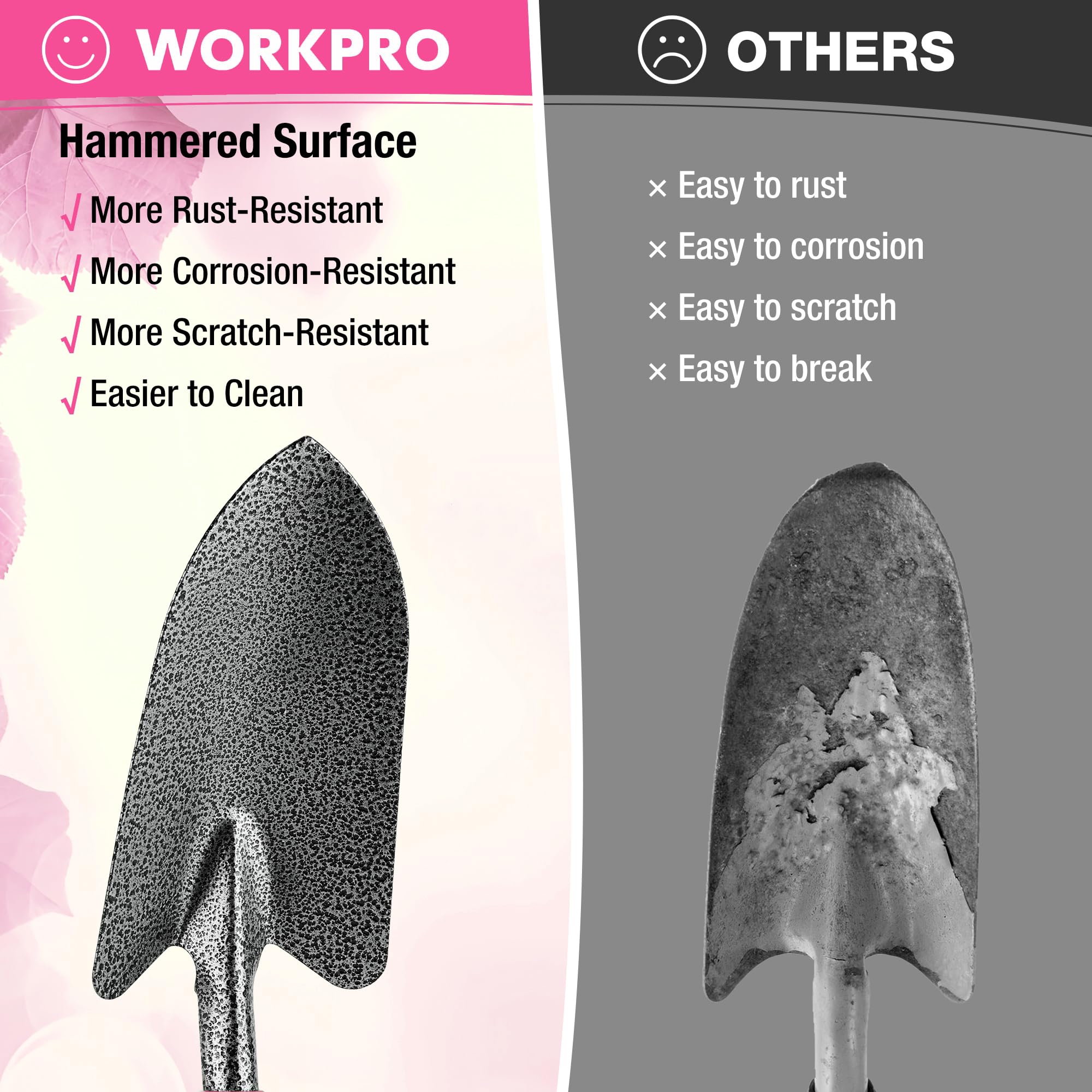WORKPRO azada doble de 3 puntas penetrando tierra dura, eliminación de raíces