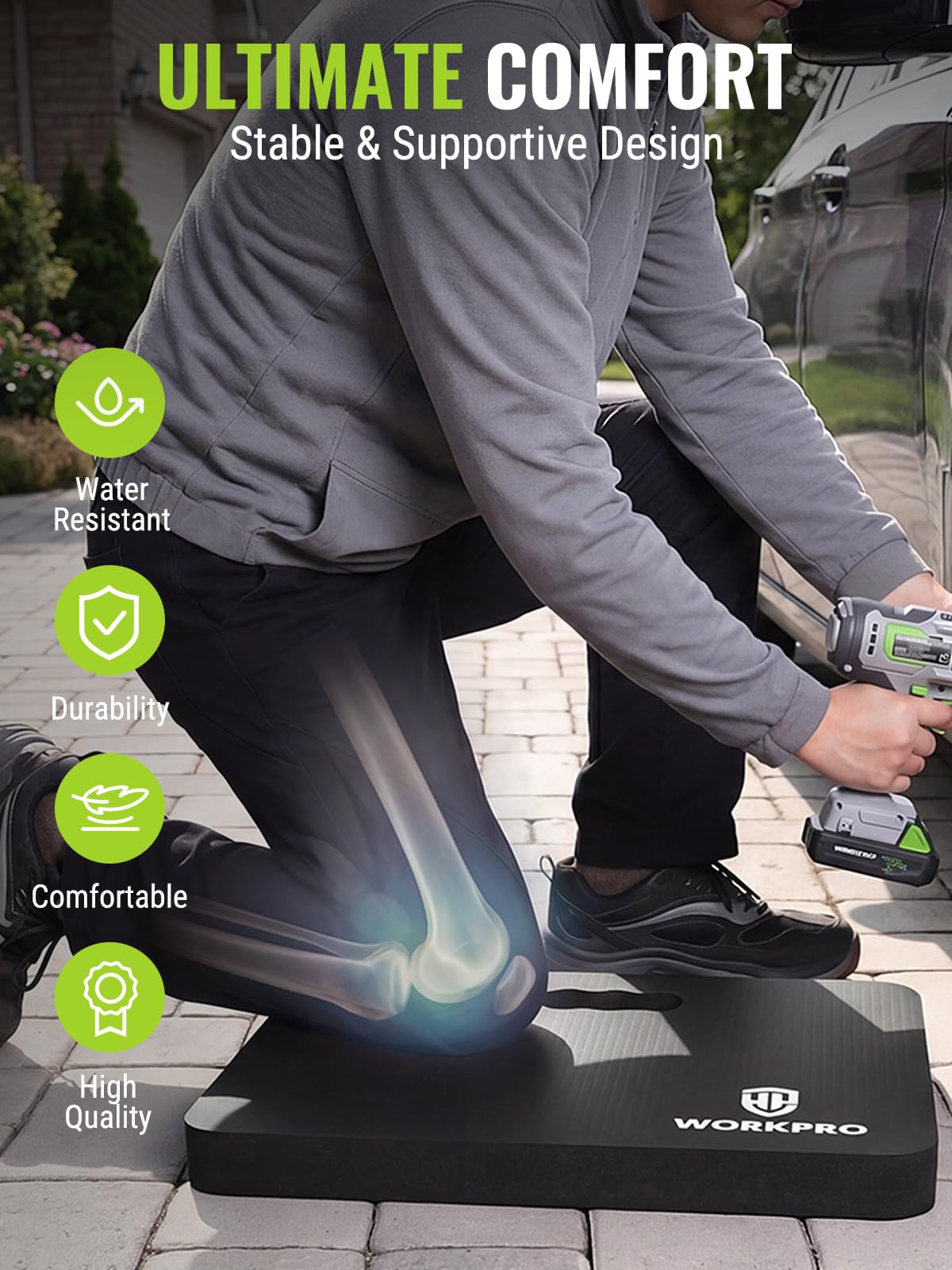 WORKPRO base texturizada antideslizante que mejora la estabilidad en suelo