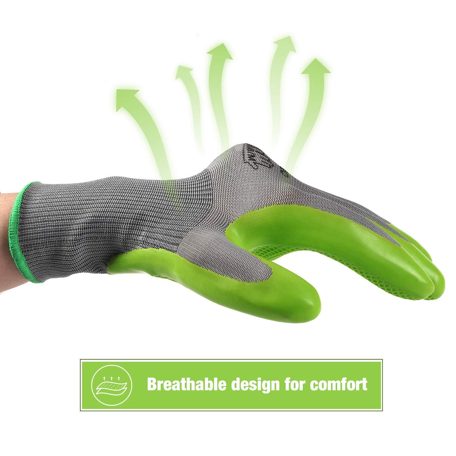 WORKPRO guantes en uso mientras se podan plantas con precisión