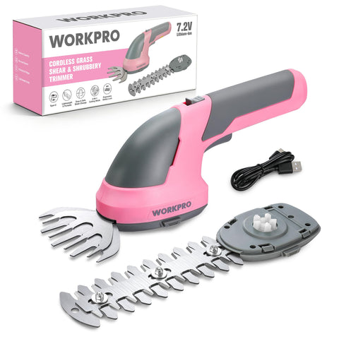 WORKPRO vista frontal del producto y empaque rosa mostrando diseño compacto