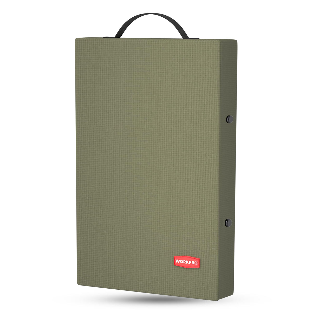 WORKPRO vista frontal del embalaje mostrando la almohadilla y color verde, protección inmediata