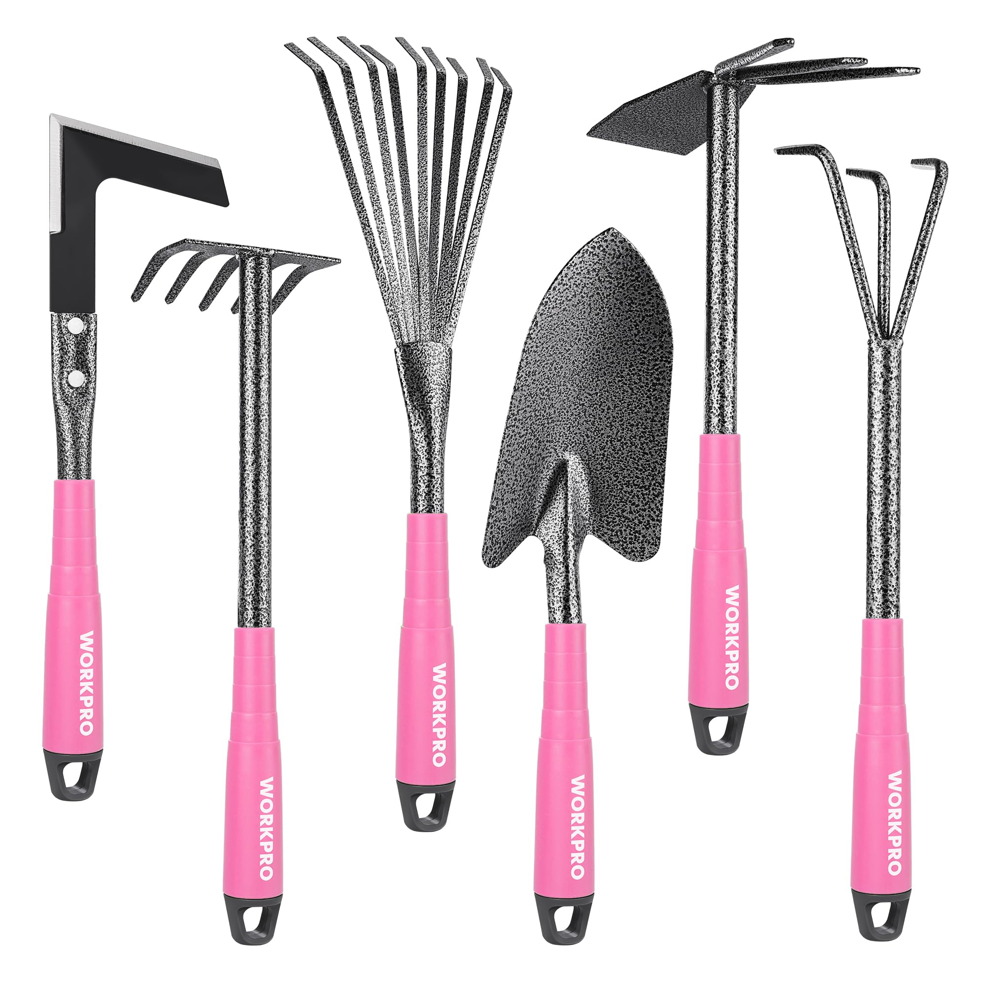 WORKPRO empaque frontal del set rosa mostrando todas las herramientas, ideal para regalo