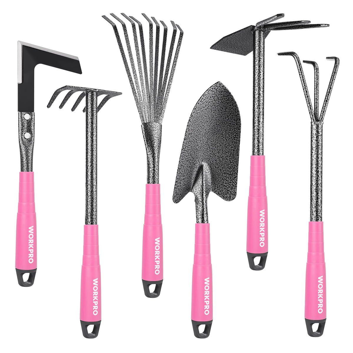WORKPRO empaque frontal del set rosa mostrando todas las herramientas, ideal para regalo