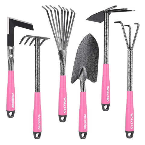 WORKPRO empaque frontal del set rosa mostrando todas las herramientas, ideal para regalo