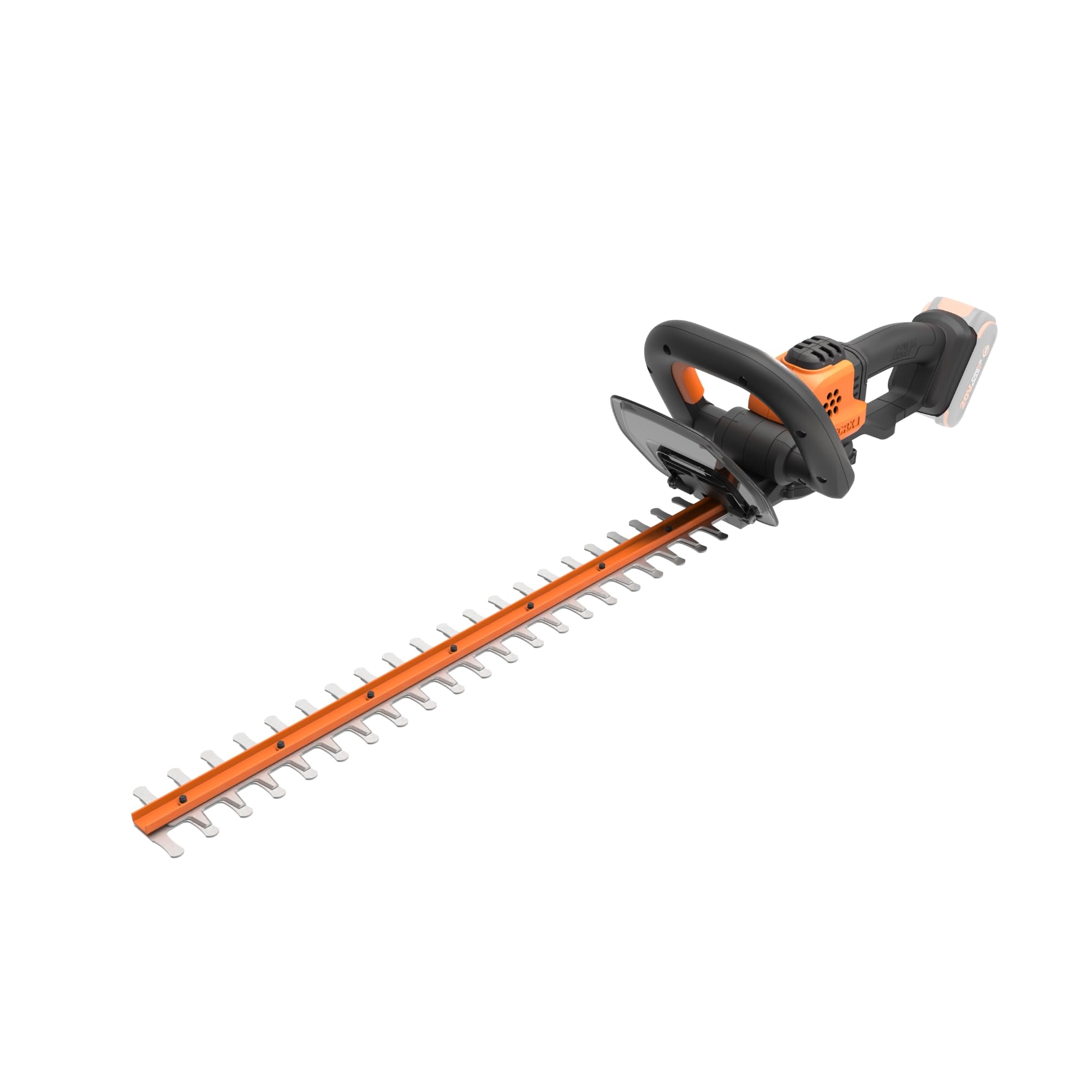 WORX cortasetos frontal mostrando diseño ligero y longitud de 22 pulgadas