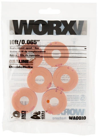 WORX primer plano del hilo DoubleHelix textura resistente y corte eficiente