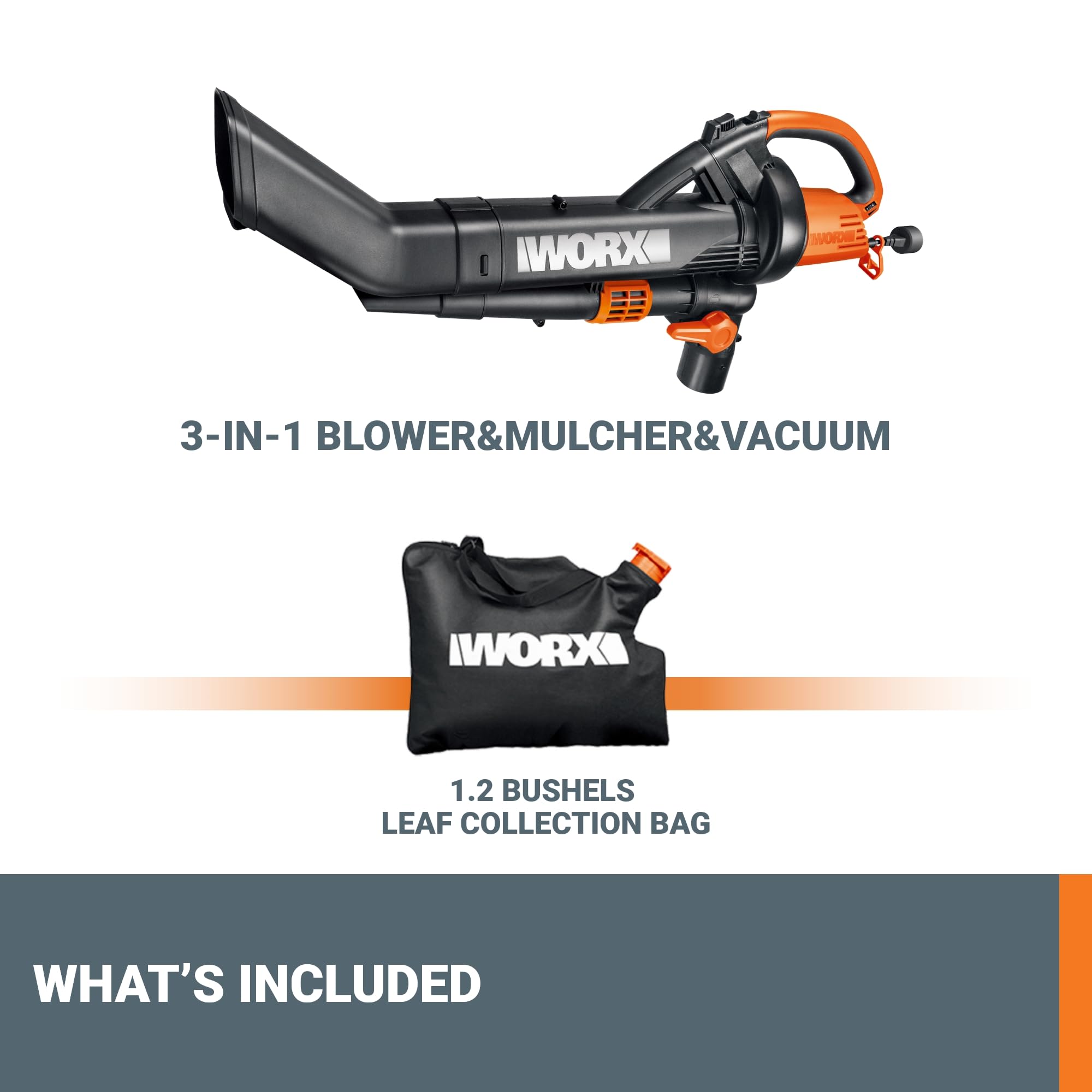 WORX Trivac WG509 embalaje abierto mostrando unidad y saco incluidos