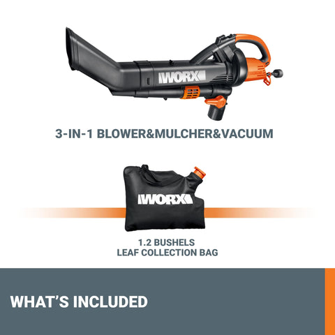 WORX Trivac WG509 embalaje abierto mostrando unidad y saco incluidos