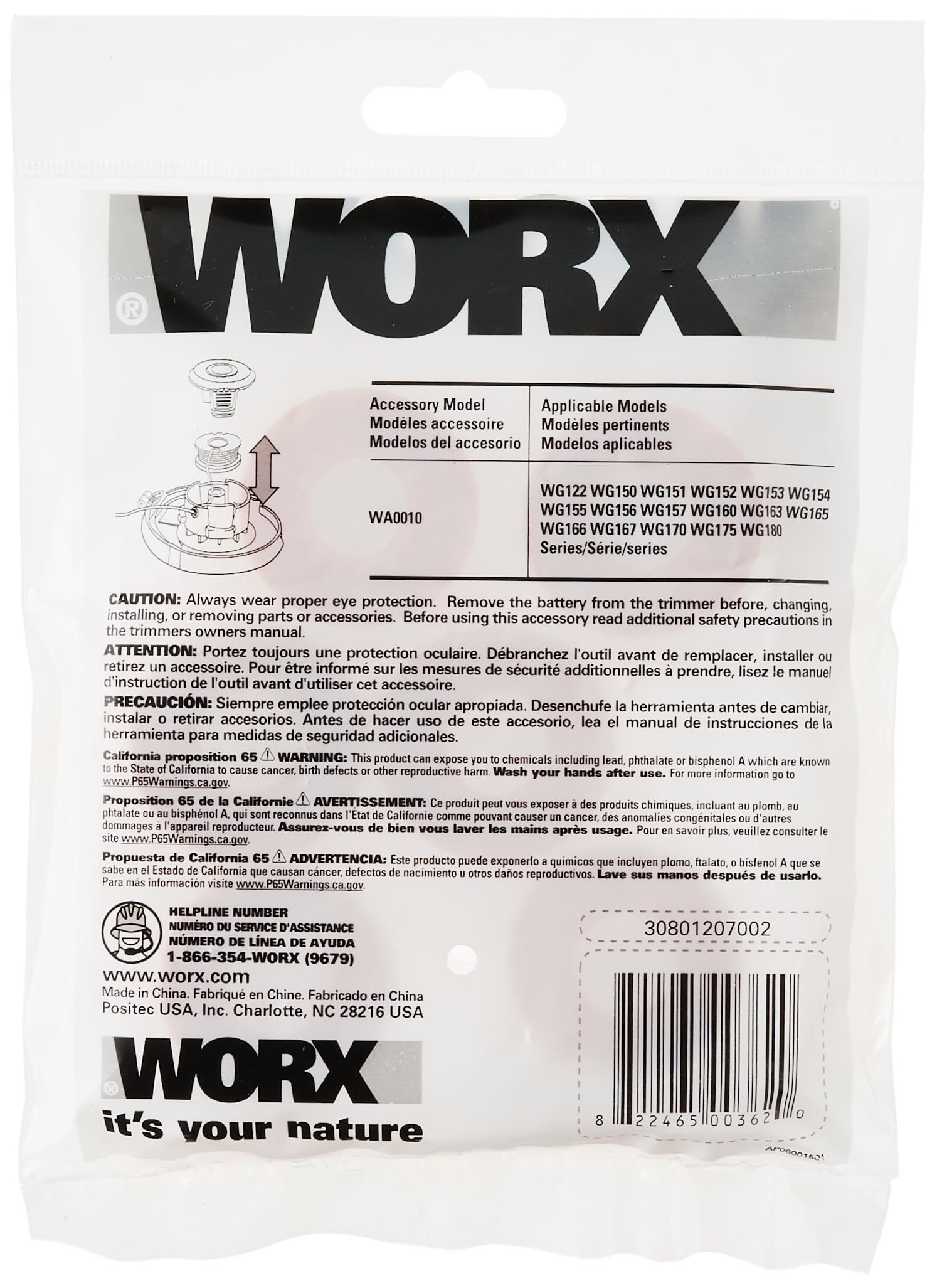WORX bobina instalada en desbrozadora demostrando velocidad y control