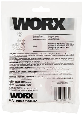 WORX bobina instalada en desbrozadora demostrando velocidad y control