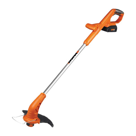 WORX WG154 vista frontal del cortabordes ligero con batería puesta y diseño compacto