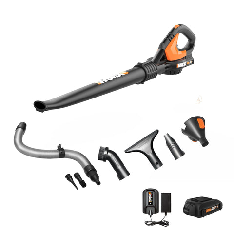 WORX WG545.1 vista frontal del soplador mostrando diseño compacto y fácil agarre