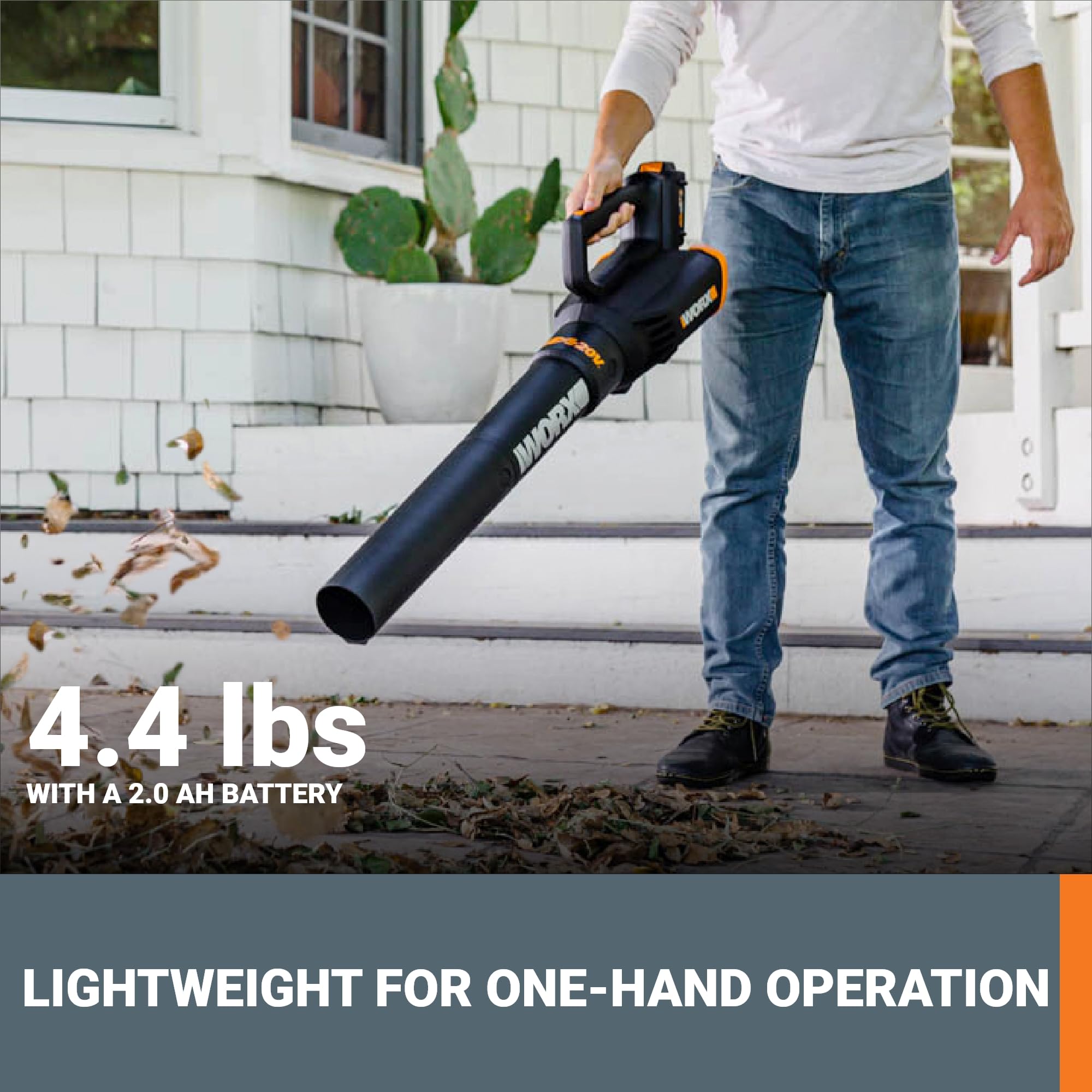 WORX WG547 detalle de boquilla, flujo dirigido para precisión