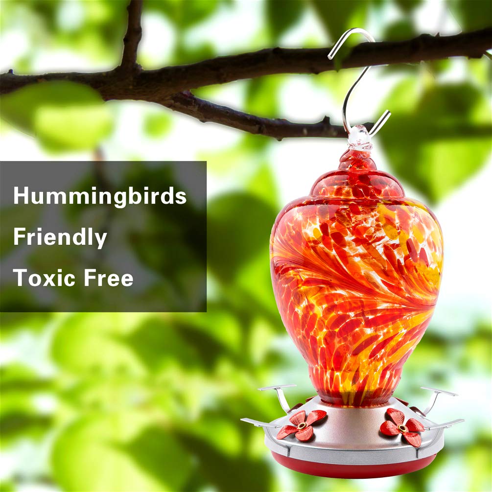 WOSIBO comedero en uso con colibrí alimentándose y fácil acceso al néctar