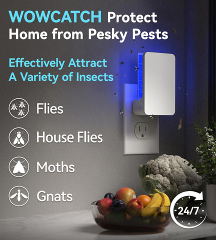 WowCatch detalle de las 5 luces UV que atraen insectos desde múltiples ángulos