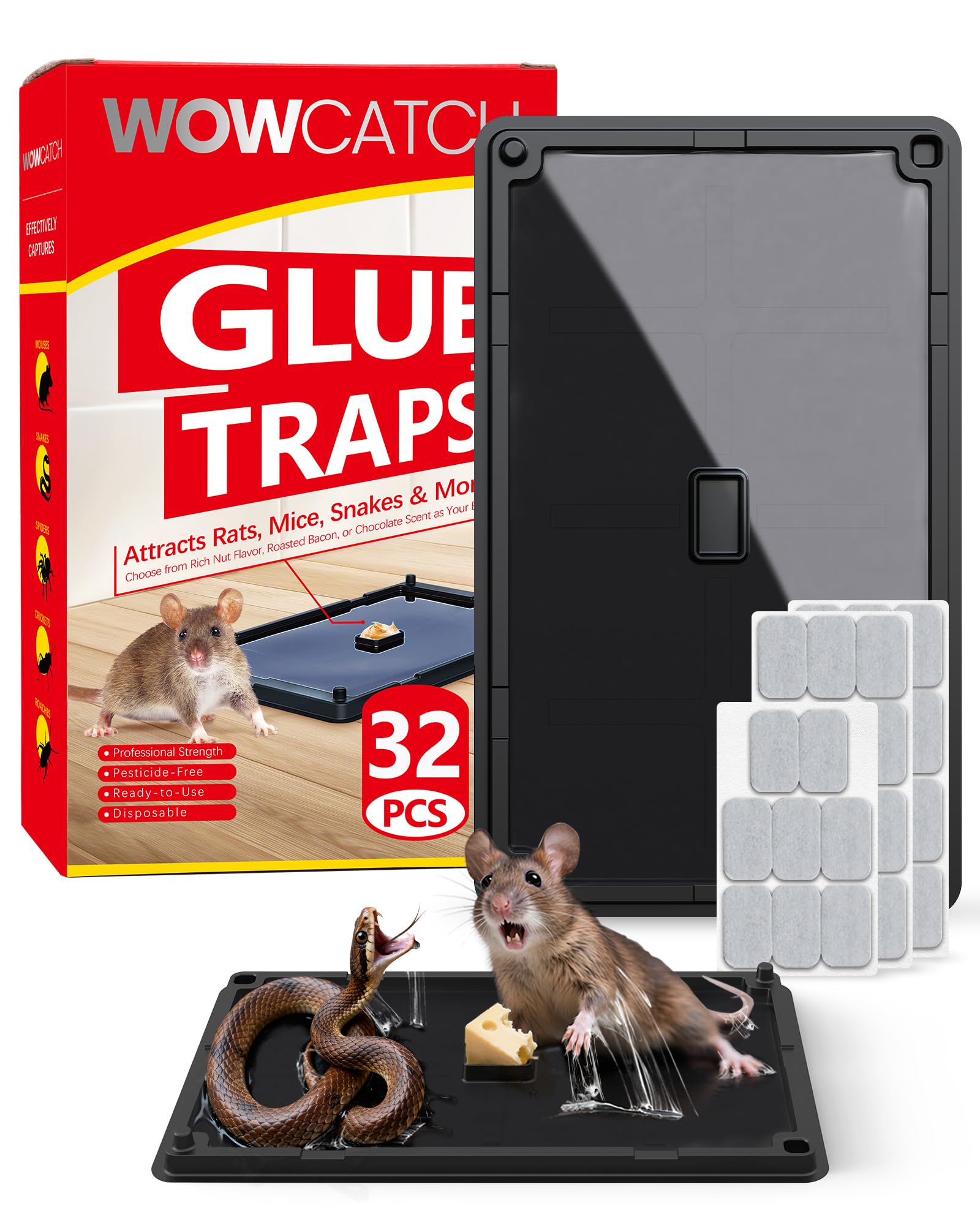 WowCatch frontal del paquete mostrando 32 unidades y beneficios de tamaño