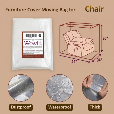 Wowfit funda colocada en sillón para evitar polvo durante mudanza