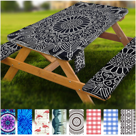Wrakus vista frontal del mantel Negro Mandala mostrando protección resistente
