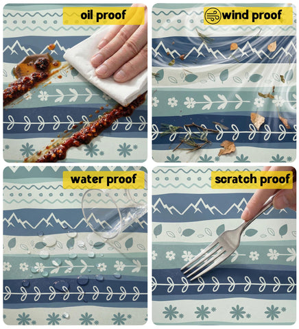 Wrakus funda en mesa de picnic durante camping, evita manchas