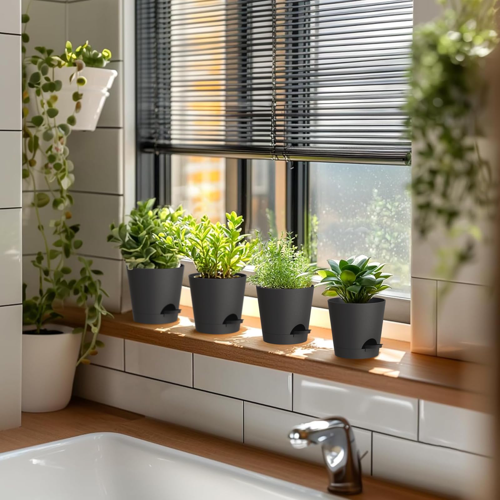 WSMKSZ conjunto de macetas en terraza, decoración moderna y ordenada