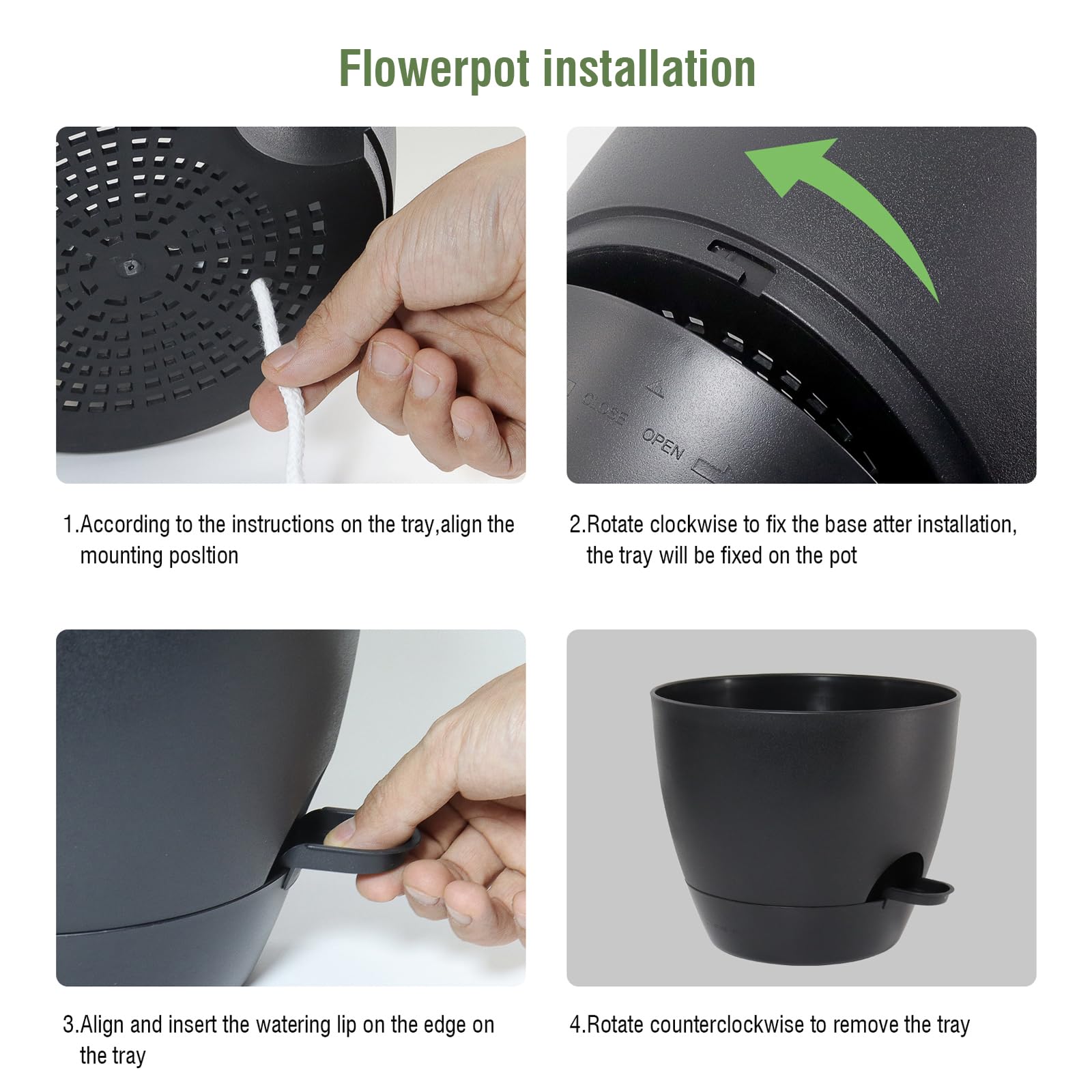 WSMKSZ maceta con planta en interior mostrando funcionamiento autorriego práctico