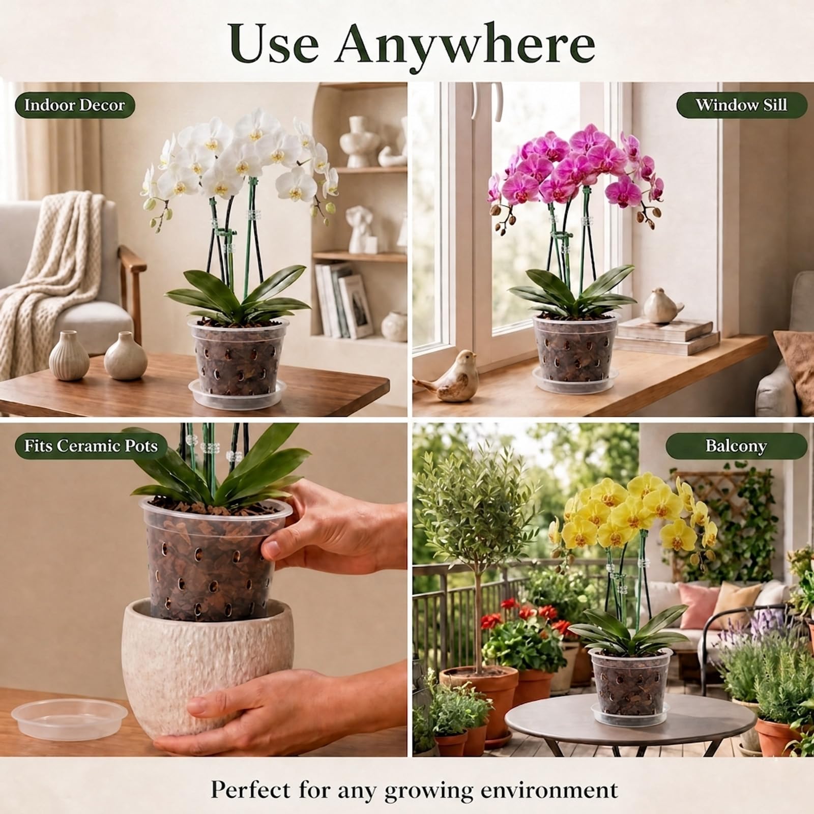 WTXHOP maceta con orquídea y raíces visibles para controlar riego
