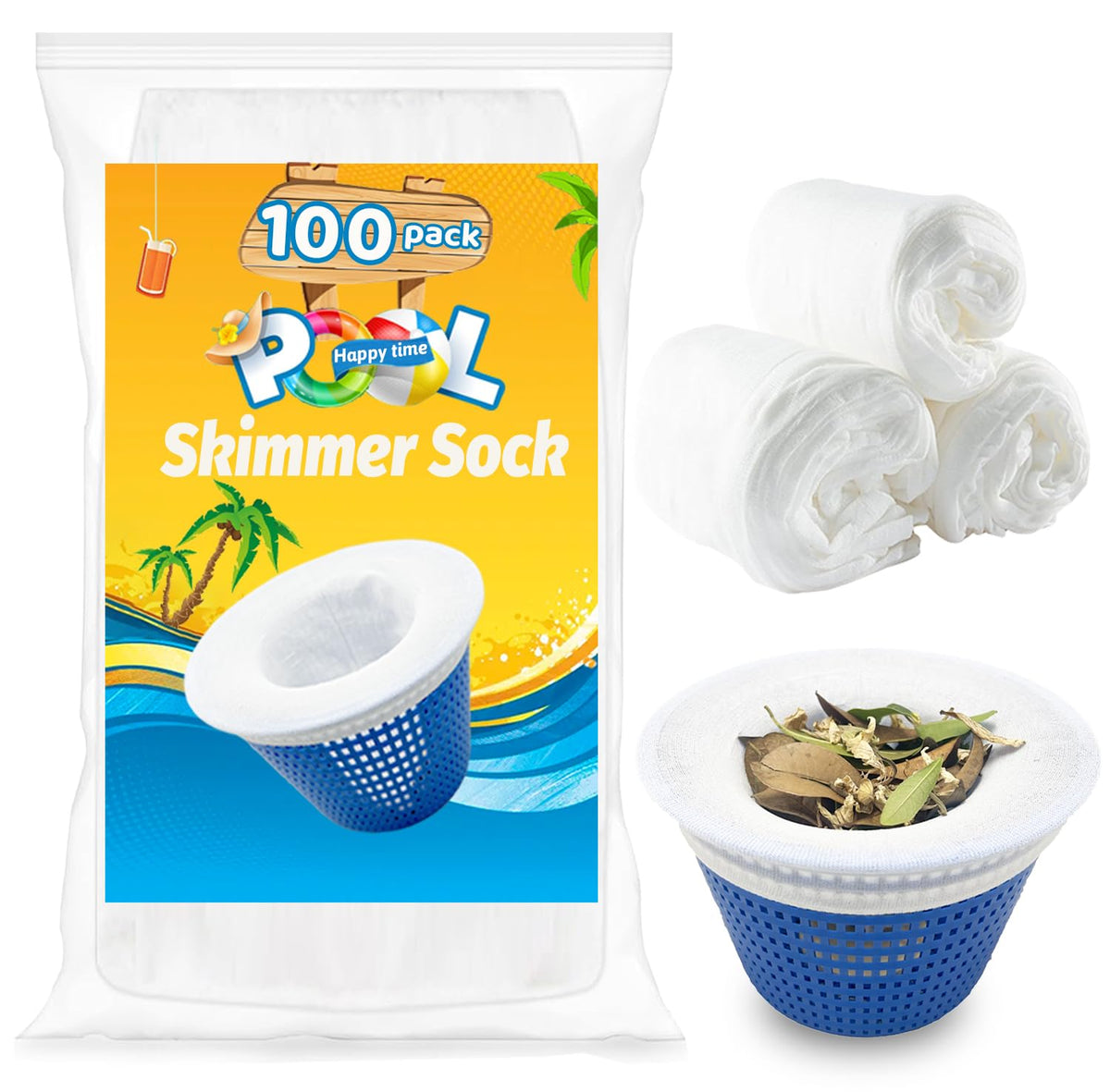 WXFANA empaque frontal de 100 skimmer socks para mantener limpio el skimmer