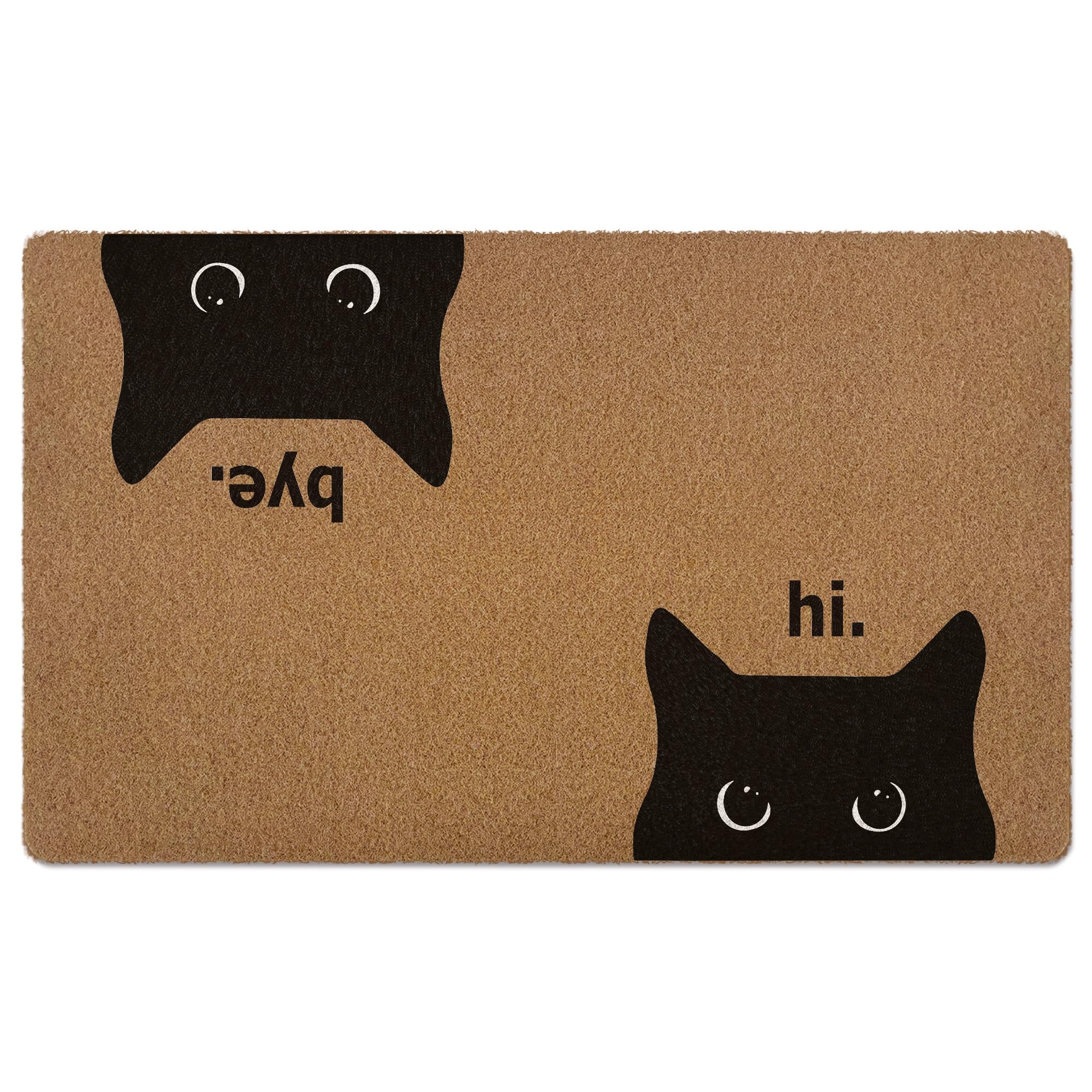 XLDLIOO felpudo vista frontal con gato negro aporta bienvenida divertida y limpieza