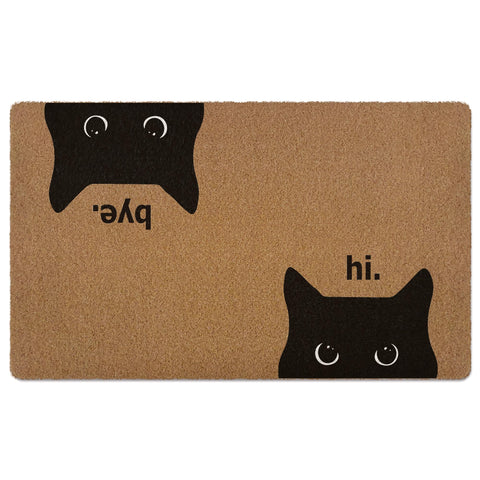 XLDLIOO felpudo vista frontal con gato negro aporta bienvenida divertida y limpieza