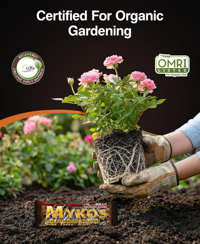 Xtreme Gardening Mykos etiqueta OMRI destacada que indica aptitud para cultivo orgánico