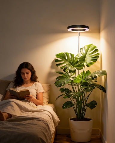 yadoker escena lifestyle en interior iluminando un jardín doméstico