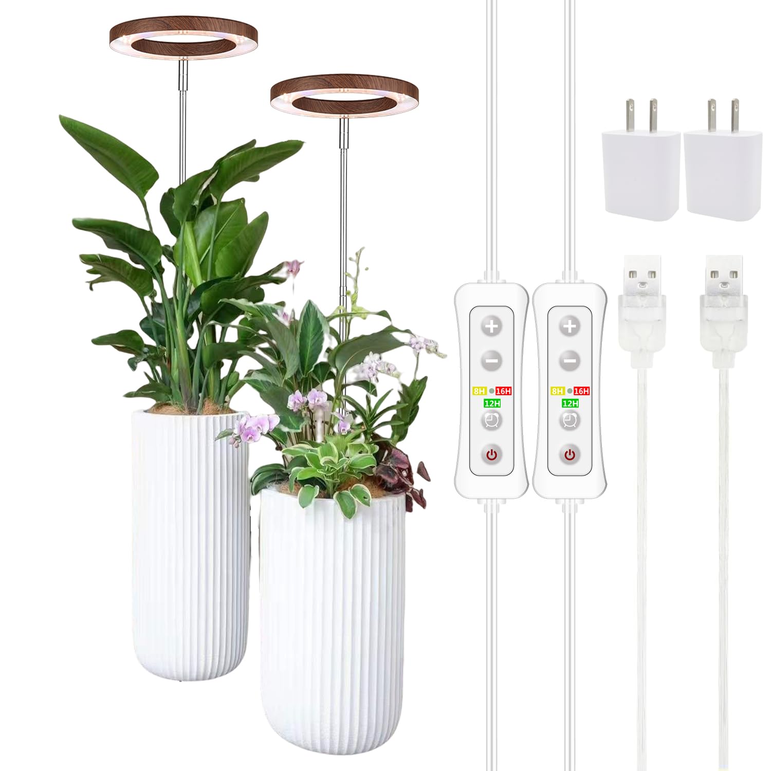 yadoker vista frontal de la lámpara con acabado nogal, aporta elegancia