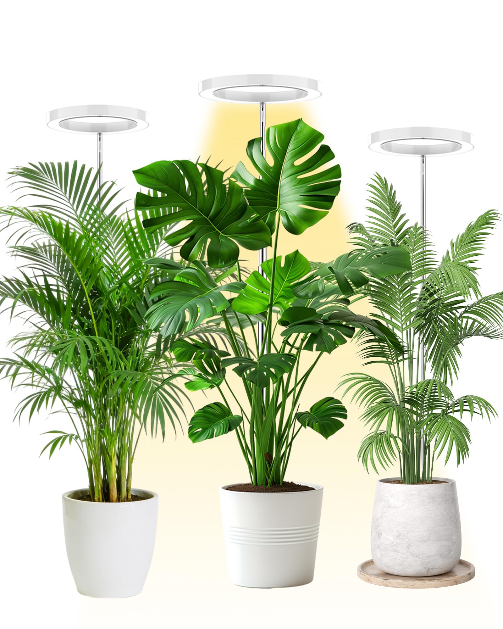 yadoker vista frontal de la lámpara mostrando diseño negro y barras LED para cultivo