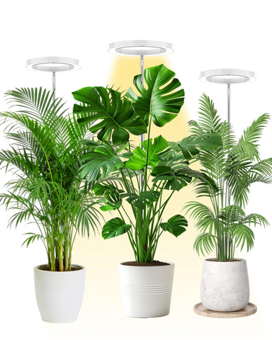 yadoker vista frontal de la lámpara mostrando diseño negro y barras LED para cultivo