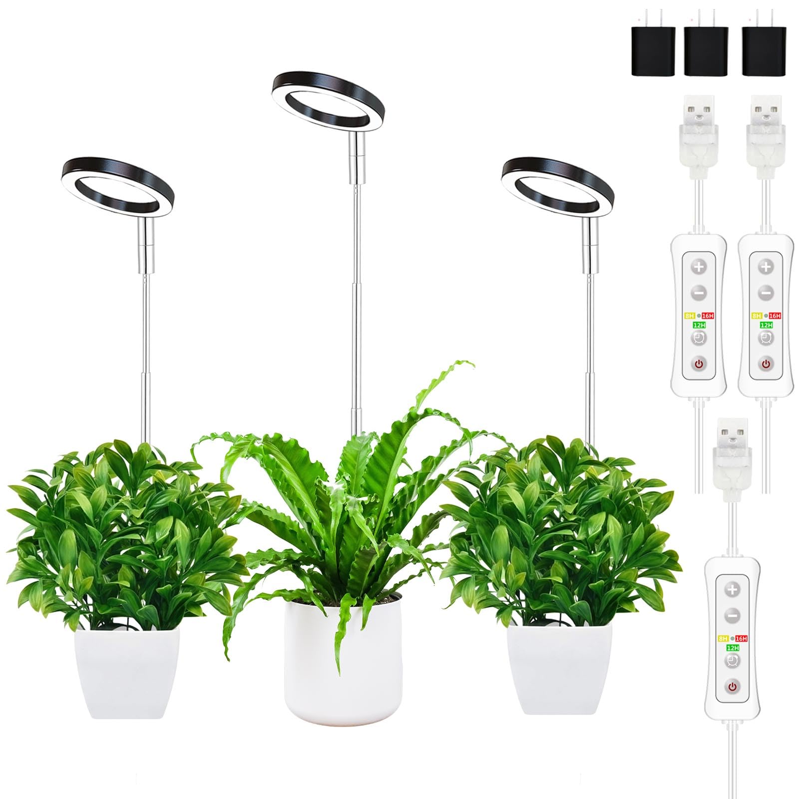 yadoker vista frontal del producto, iluminación eficiente para plantas