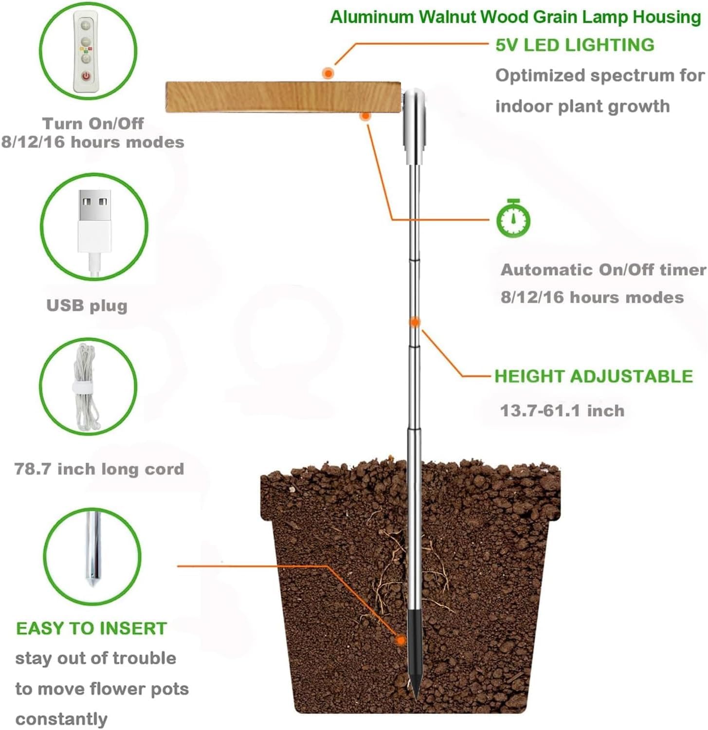 yadoker lámpara extendida iluminando plantas grandes para crecimiento uniforme