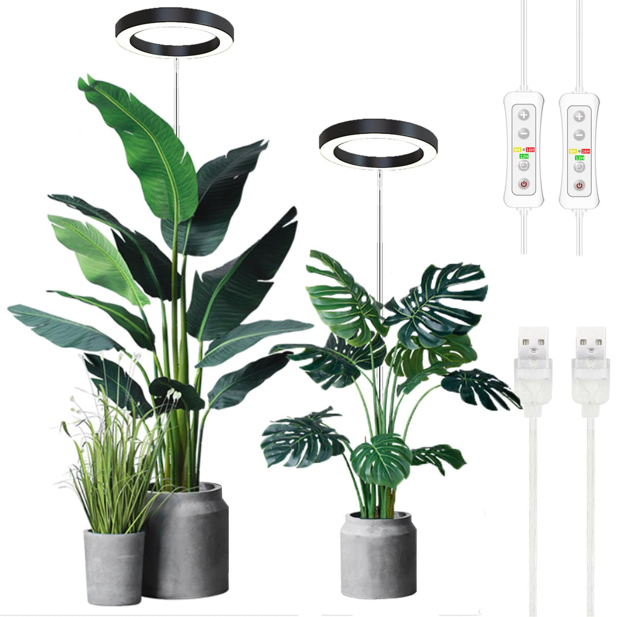 yadoker vista frontal del kit de 2 luces, iluminación uniforme para plantas